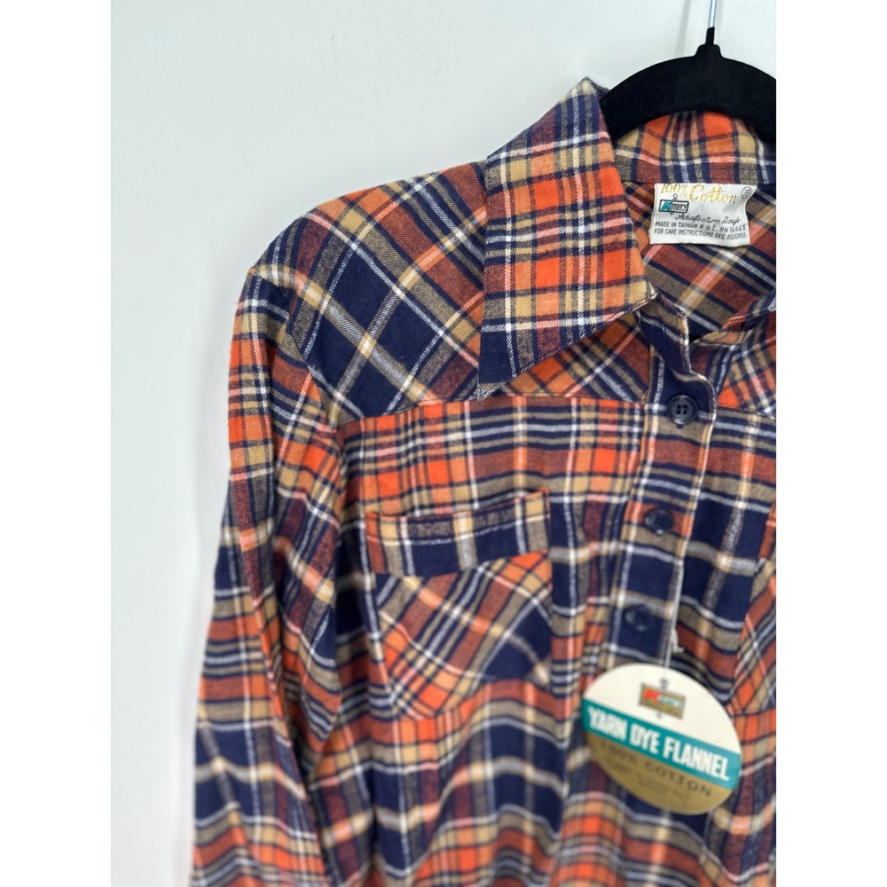 Vintage Kmart Plaid Flannel Shirt Womens 38 NWT 70s Taiwan Tie Waist Western0397 - Picture 3 of 9